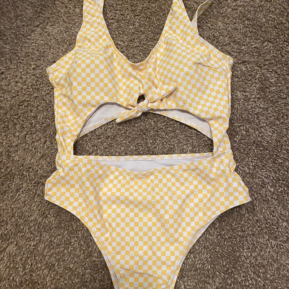 Yellow belly cut swimsuit